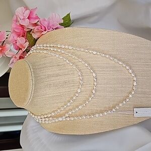 NEW Iris & Lily  Freshwater Pearl Necklace  64" Long!